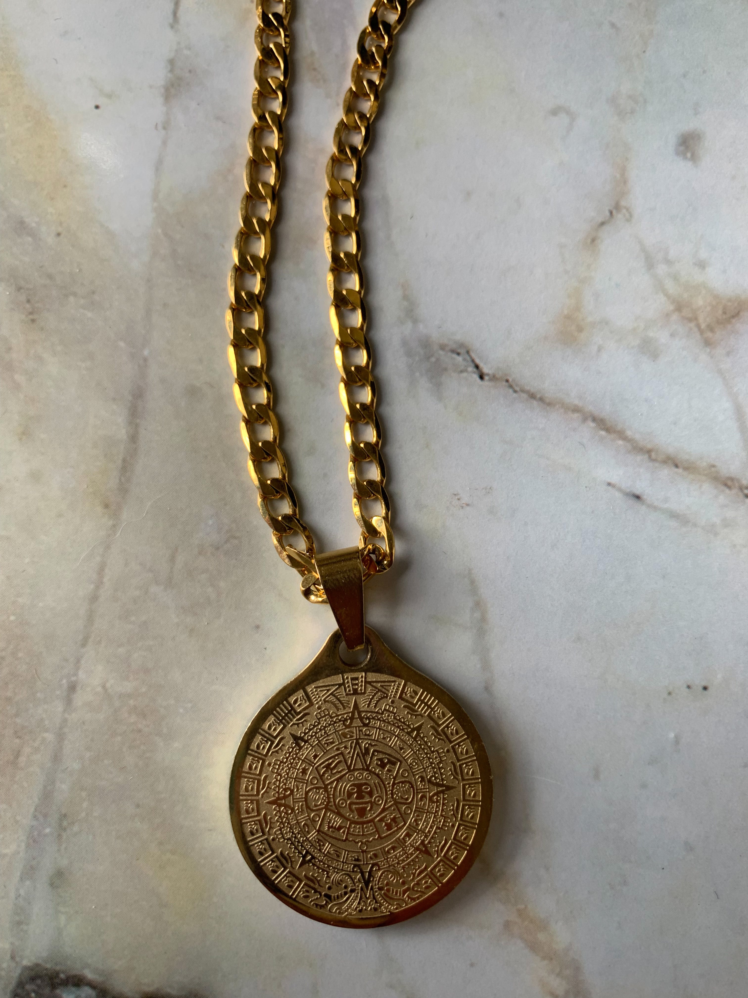 Aztec Calendar Pendant Necklace