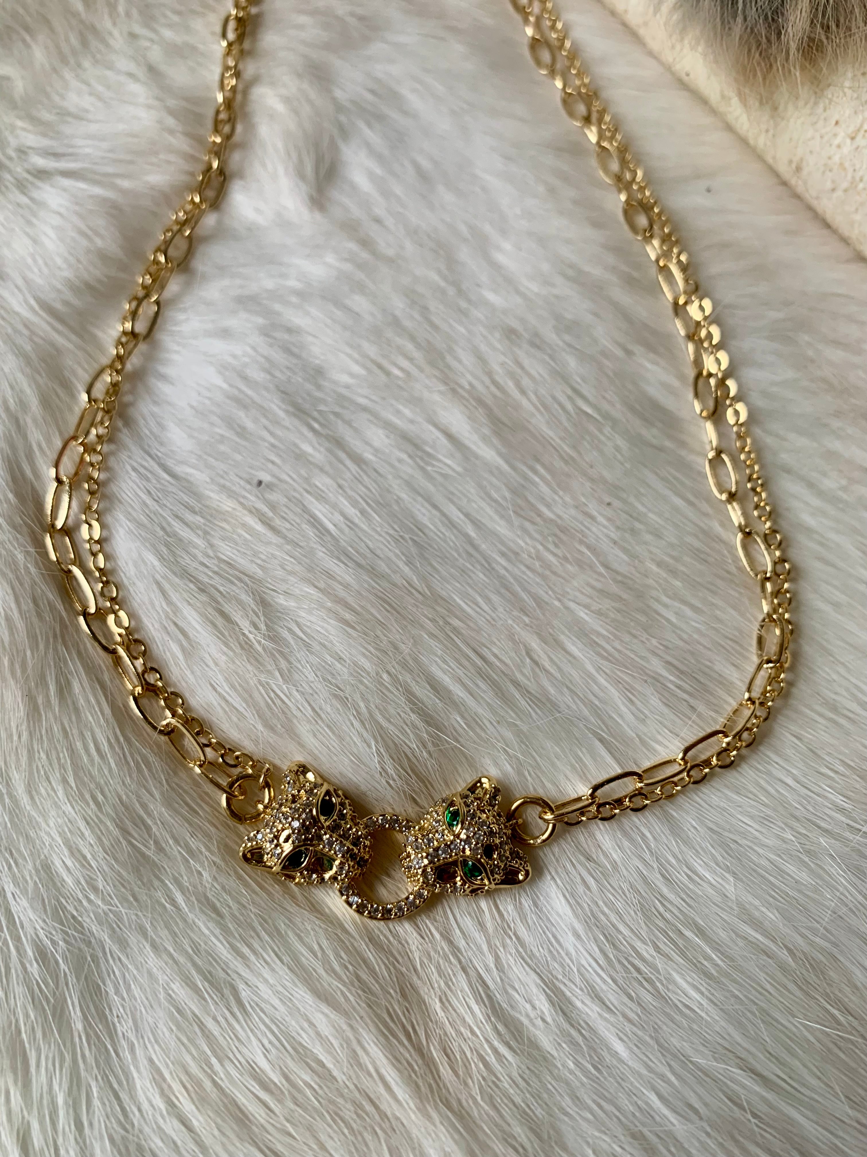 Double Jaguar Choker Necklace