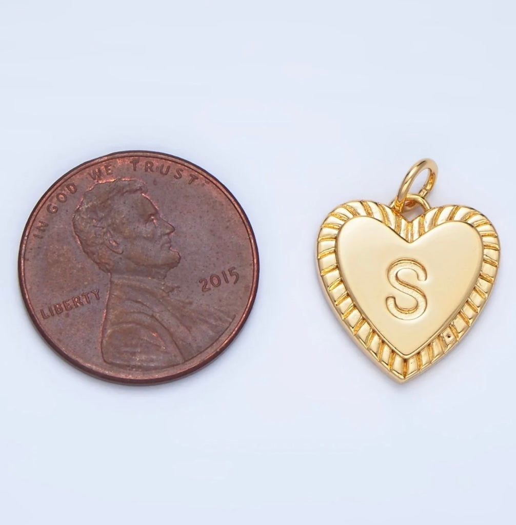 Stamped Heart Initial