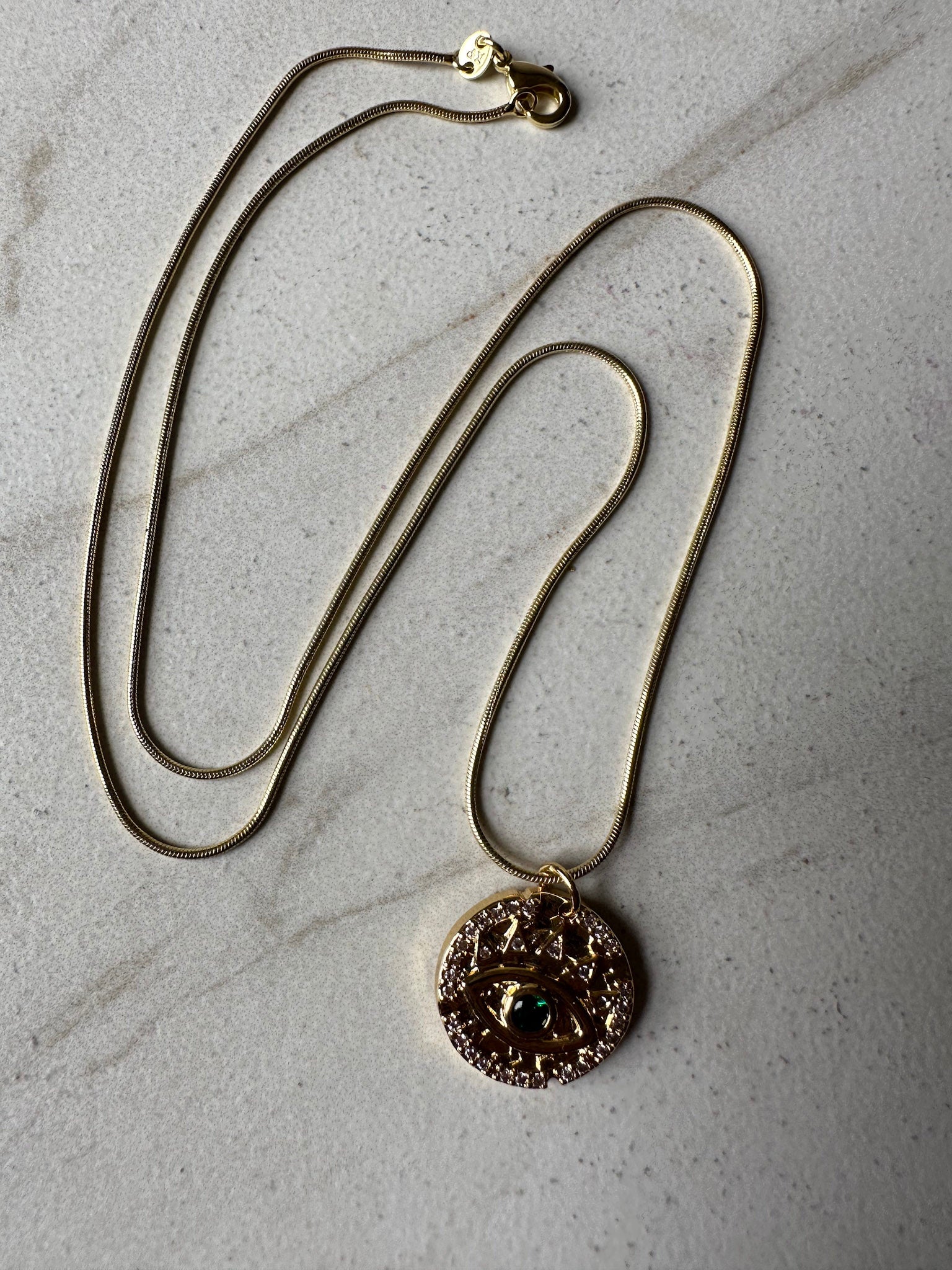 Emerald EE Coin Necklace