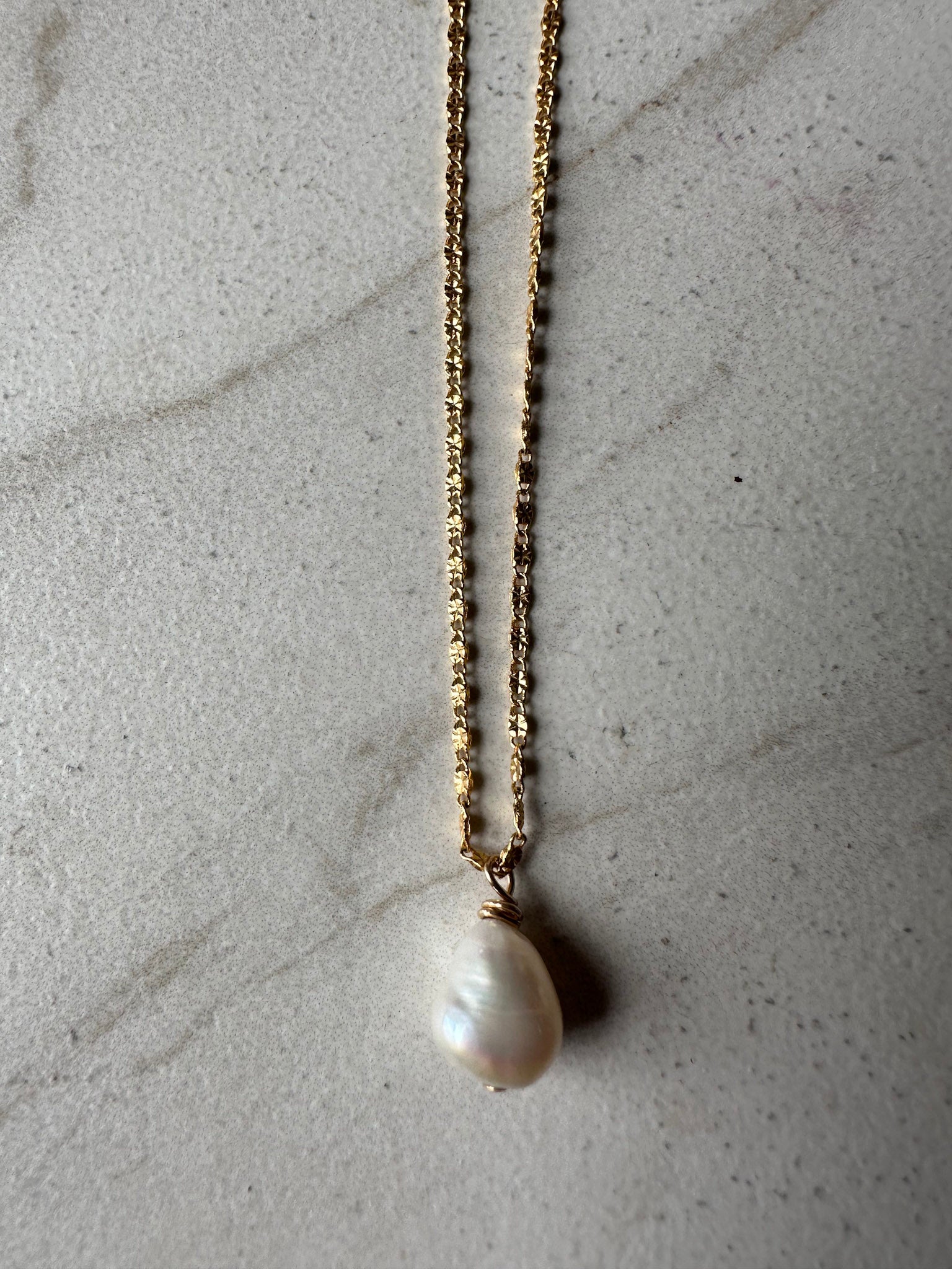 Sequin Pearl Drop Necklace