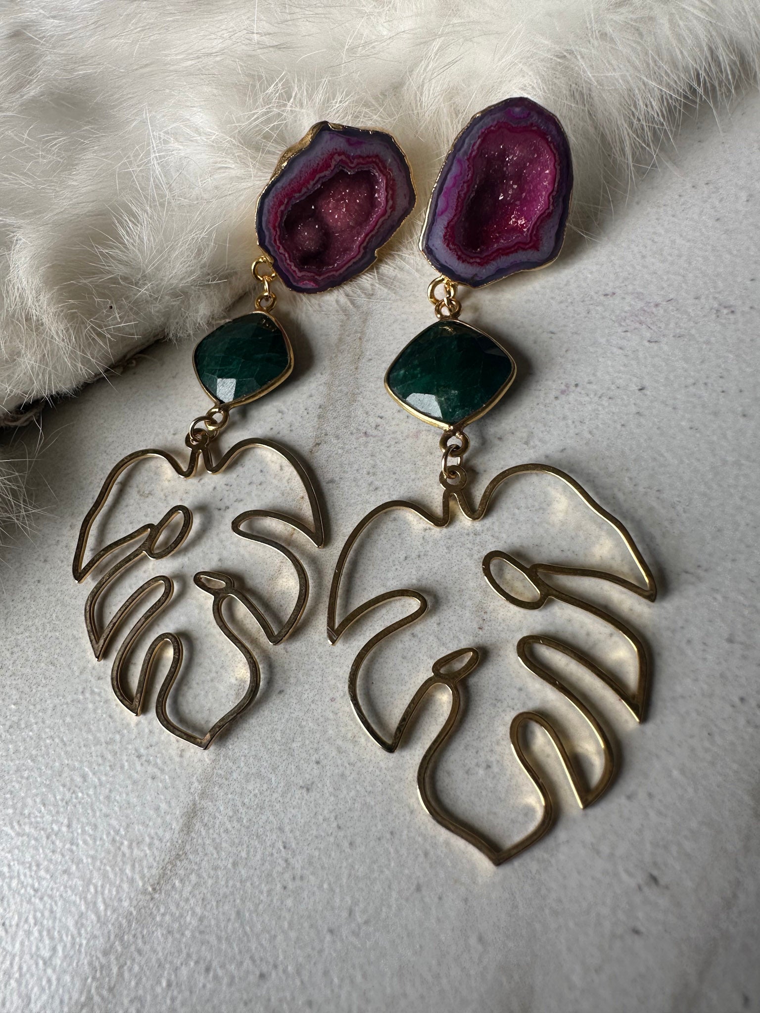 Island Nights Monstera Earrings