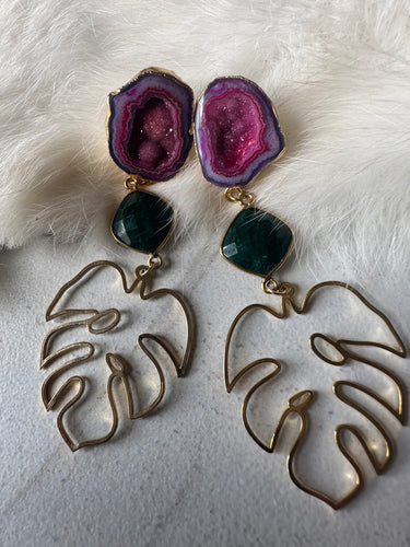 Island Nights Monstera Earrings