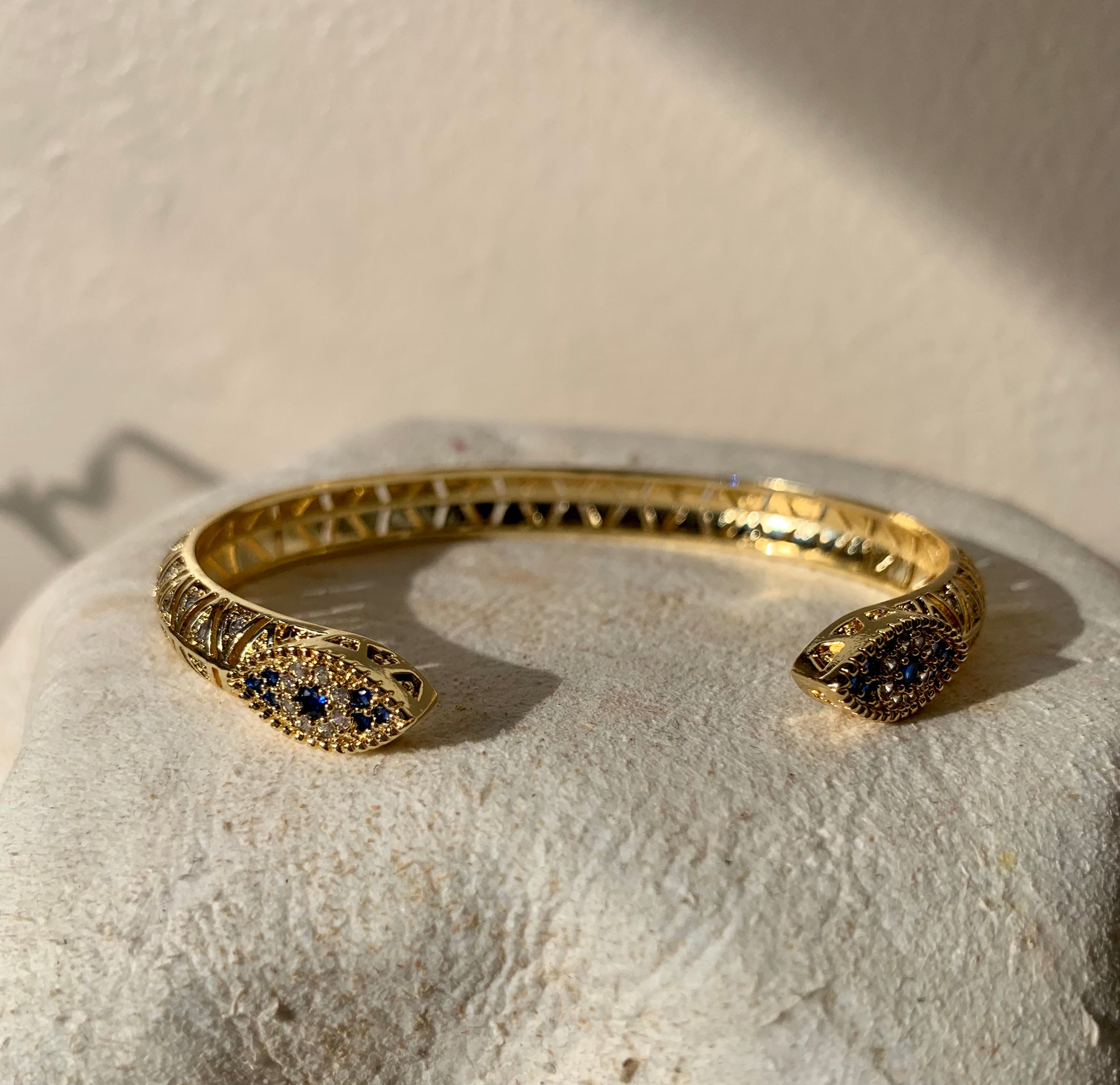 Evil Eye Sapphire Bangle Cuff