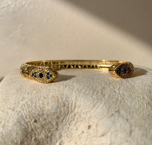 Evil Eye Sapphire Bangle Cuff