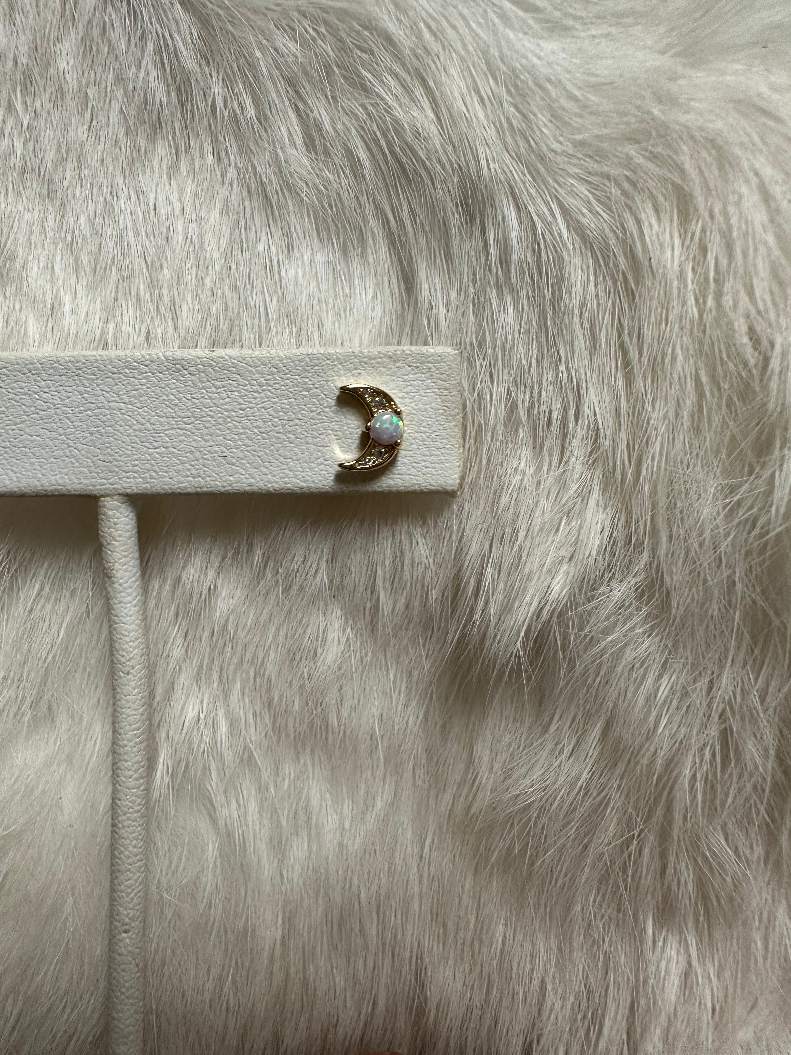 Dainty Opal Moon Studs