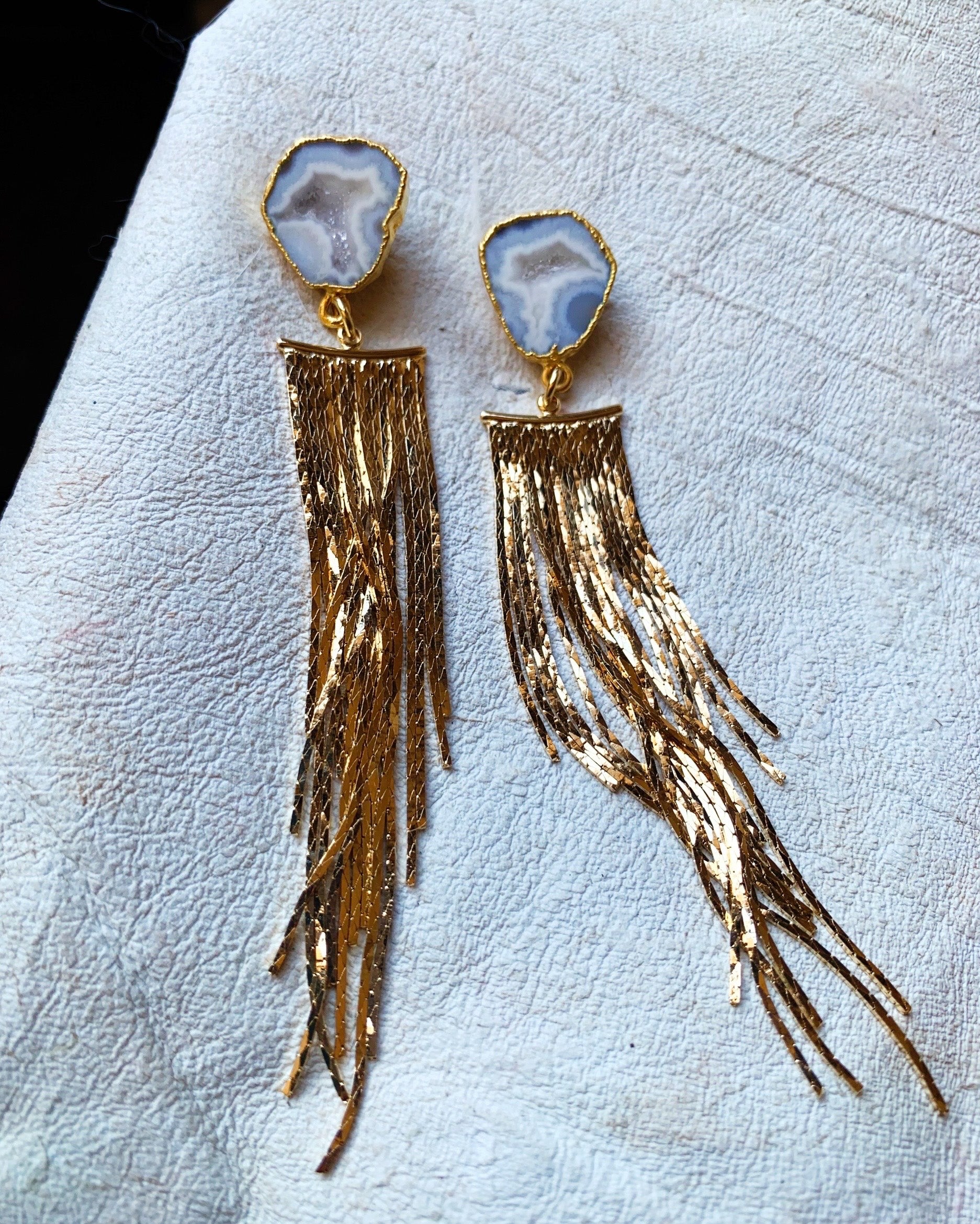 Geode Glamour Fringe Earrings