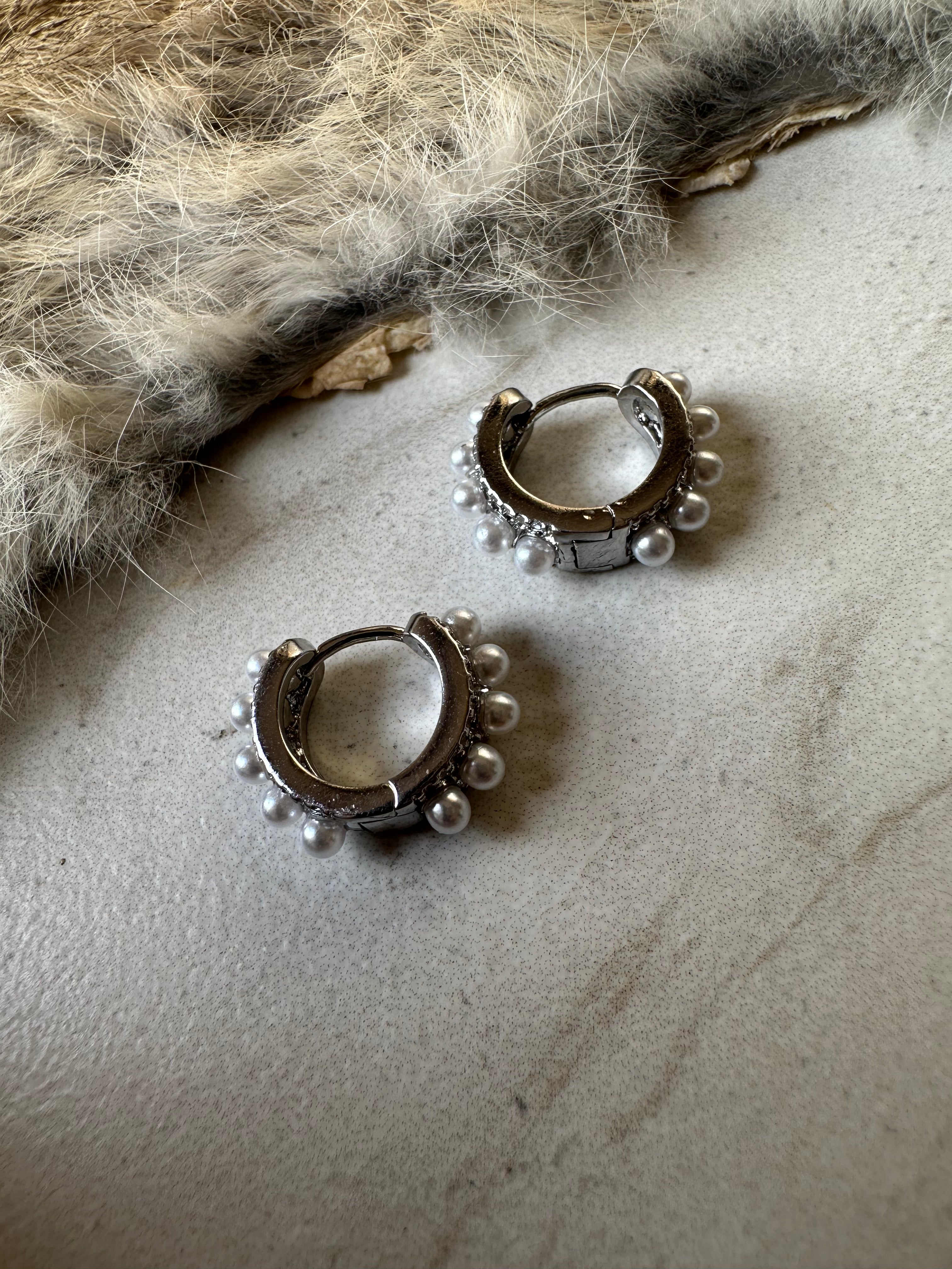Classic Pearl Huggie Hoops