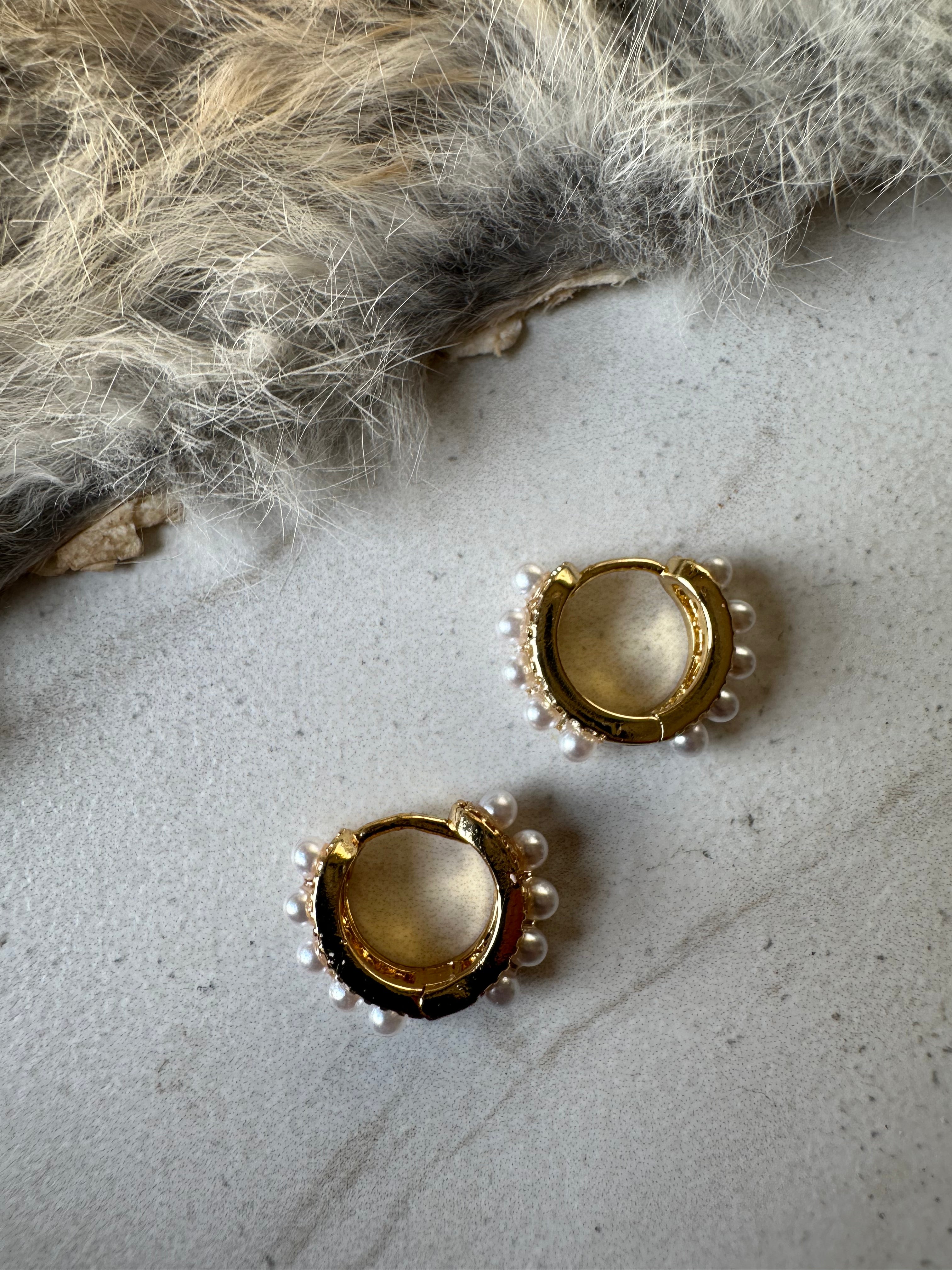 Classic Pearl Huggie Hoops