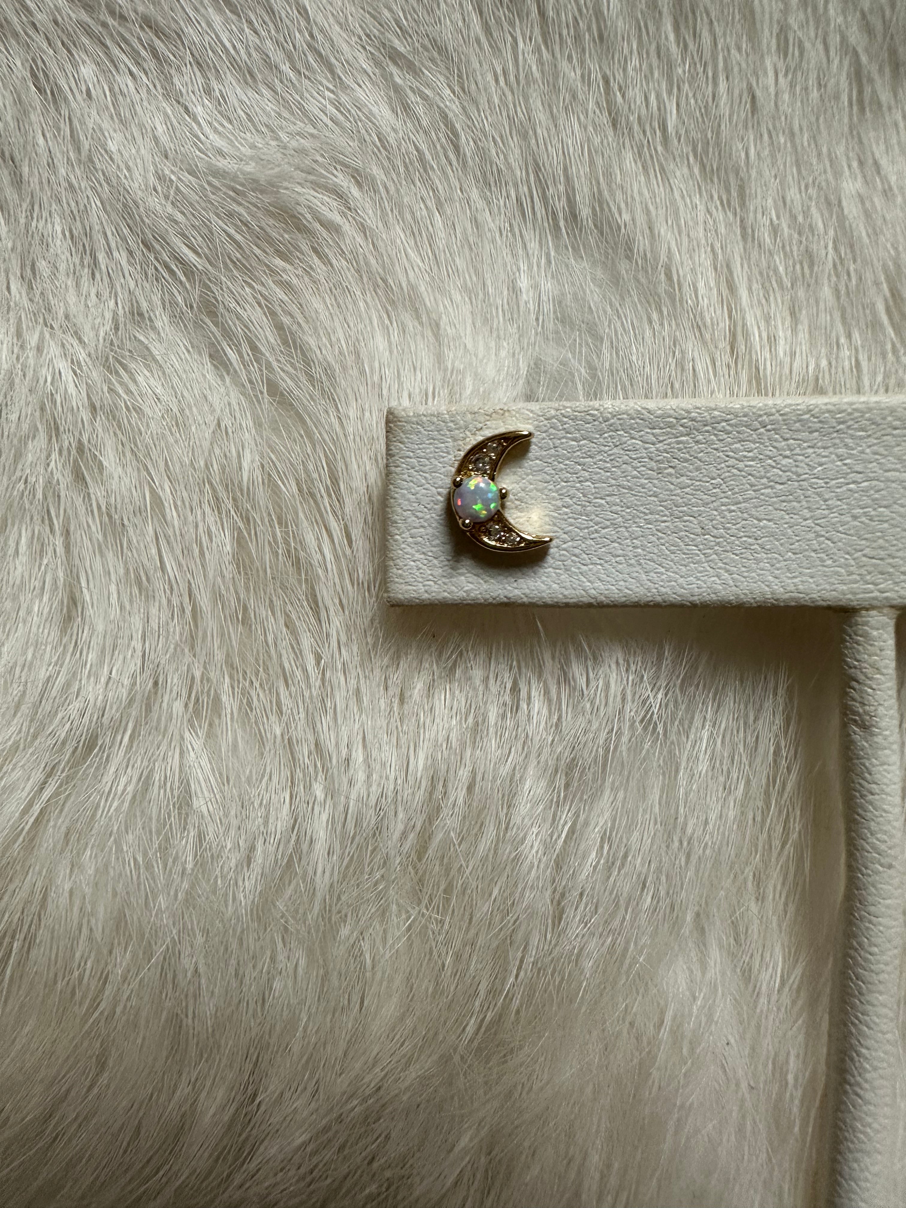 Dainty Opal Moon Studs