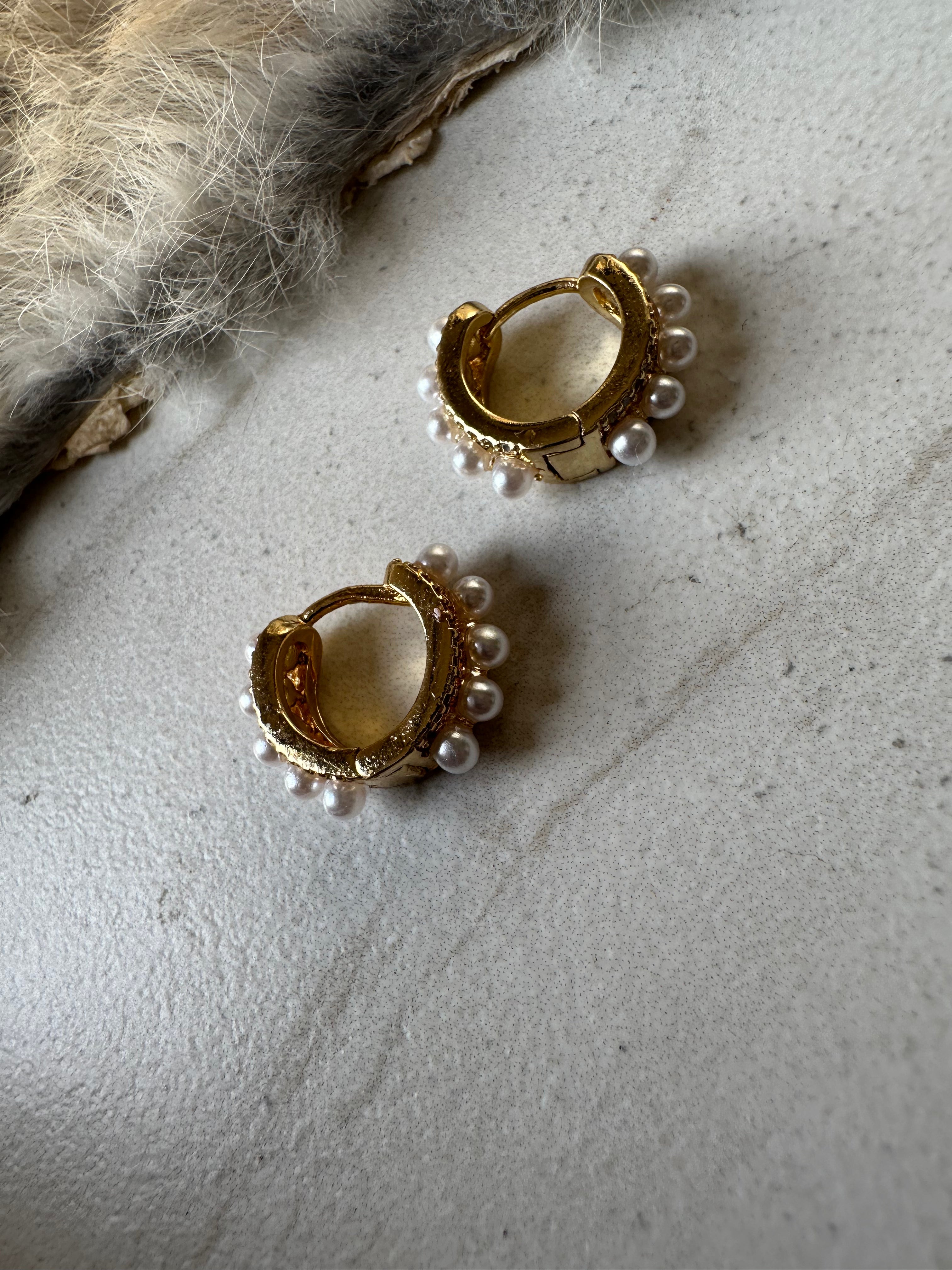 Classic Pearl Huggie Hoops