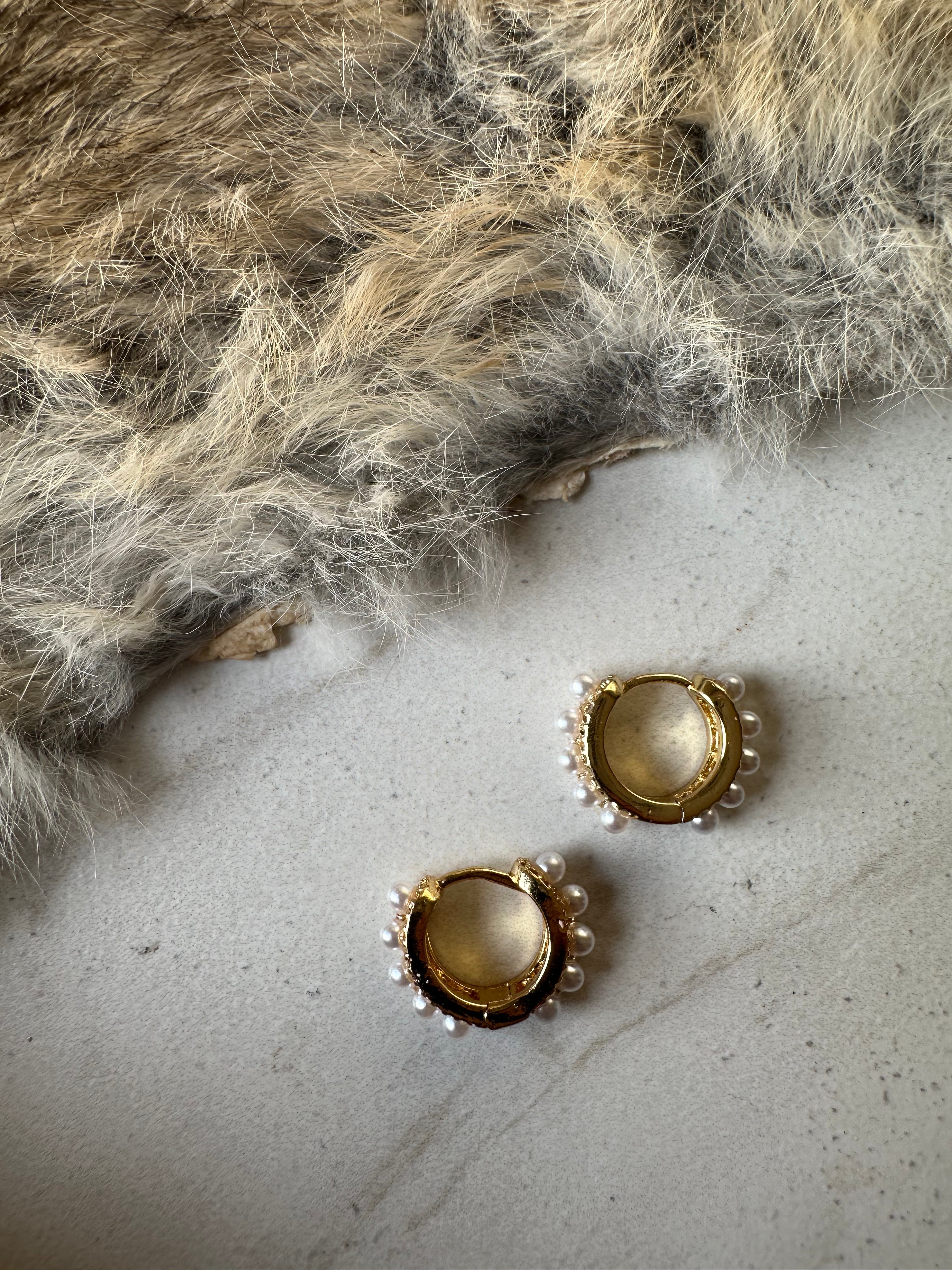 Classic Pearl Huggie Hoops