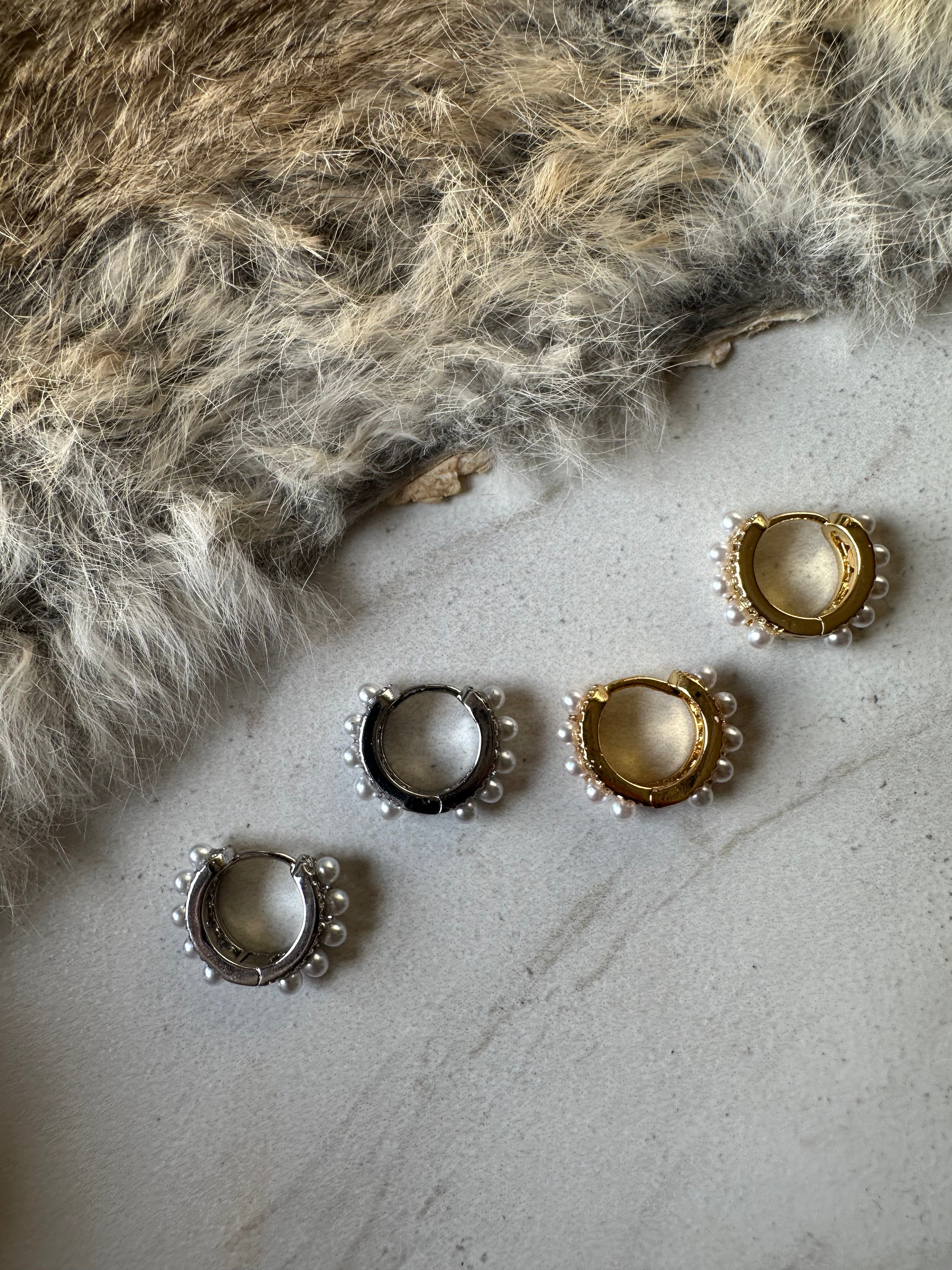 Classic Pearl Huggie Hoops